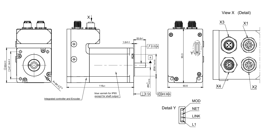 60法兰EtherNet/IP接口集成驱动控制闭环步进一体机