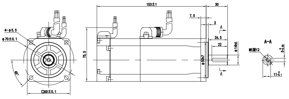 36伏低压伺服电机-500W带制动-EC60TM3625500-EB