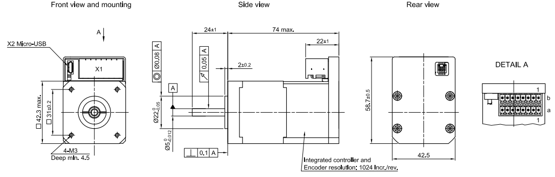 42法兰驱动控制闭环控制一体化电机USB接口