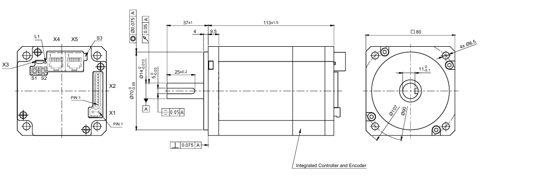 80法兰CANopen集成式直流伺服电机-PD6-CB80M048030-E-09-CYL