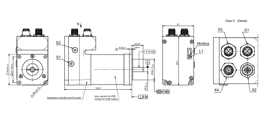56法兰Modbus RTU集成式直流伺服电机