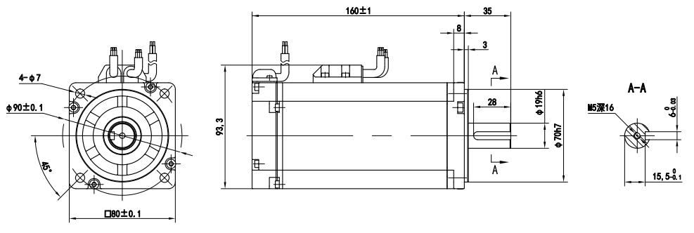 80伺服永磁同步电机-750瓦带制动-EC80TM2430750-EB