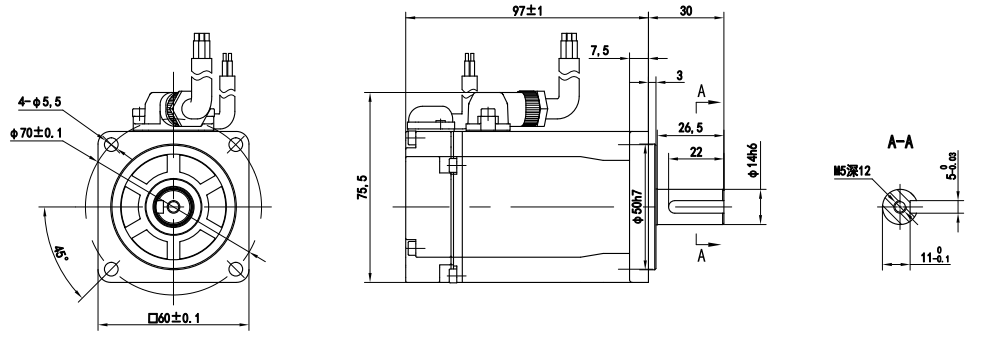 48伏直流伺服马达-1500转200W-EC60TM4815200-E