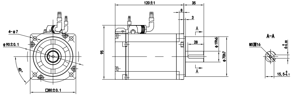 80低压伺服电机-48伏1000W-EC80TM48301000-E