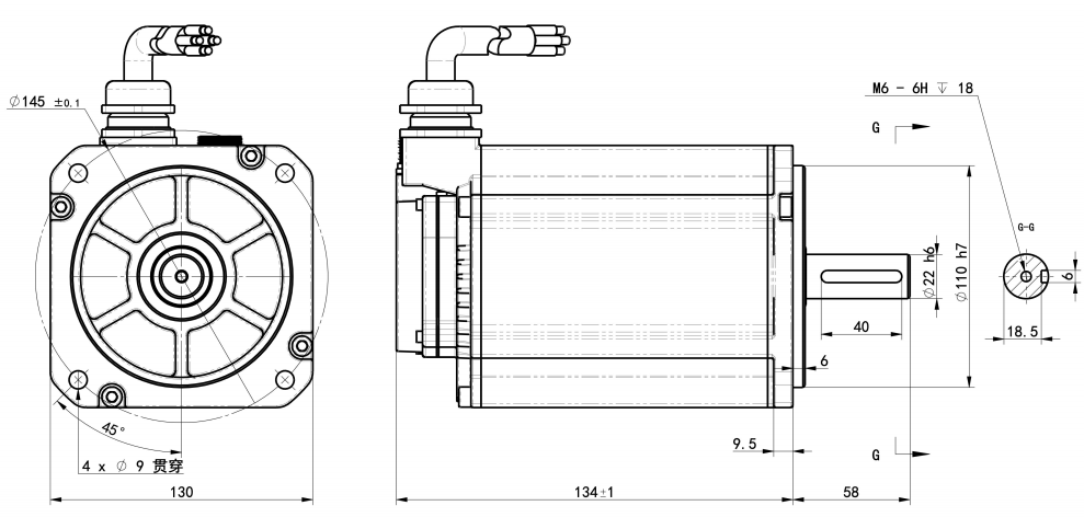 130直流减速电机-3000转2000w-EC130TM48302000-E