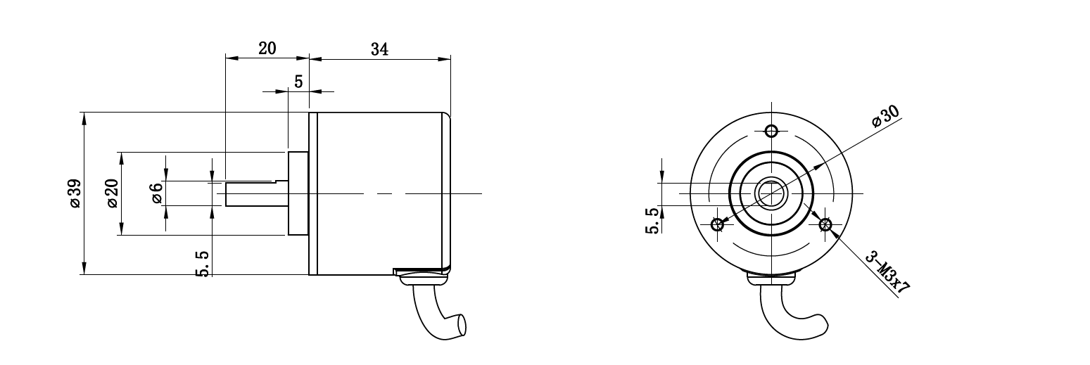 38系列BISS-C机械多圈绝对值编码器S系列量程系列（分辨率14位）