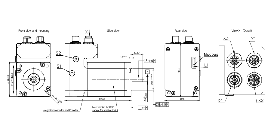 60法兰Modbus RTU接口集成驱动控制闭环步进一体机