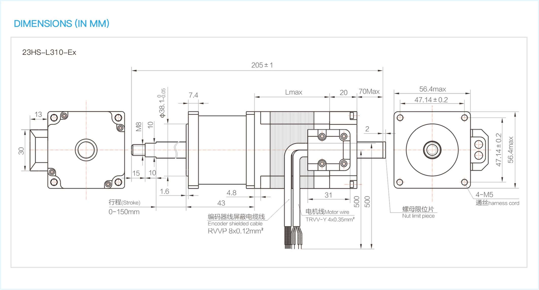 57法兰贯通式滚珠闭环伺服直线电机Nema23-机身76-BG1204