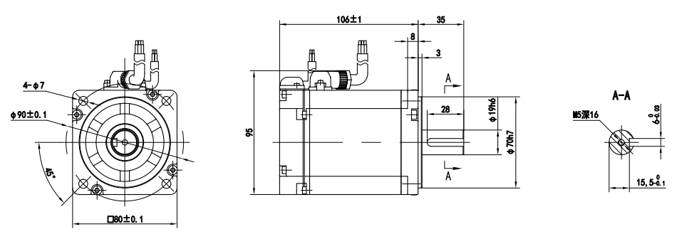80永磁伺服同步电机-3000r600W-EC80TM4830600-E
