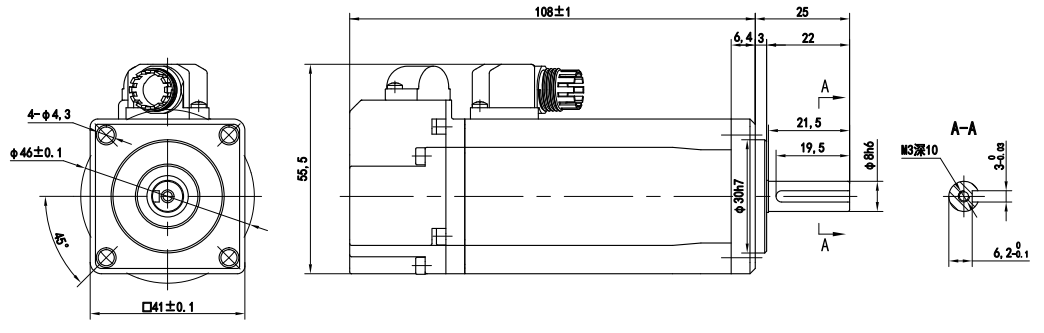 集成刹车低压伺服电机-40法兰100W伺服-EC40TM4830100-HEB